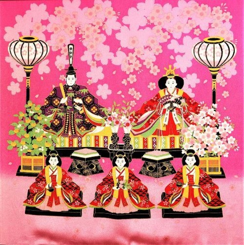 ひな風呂敷 R二巾 ひな桜 ピンク